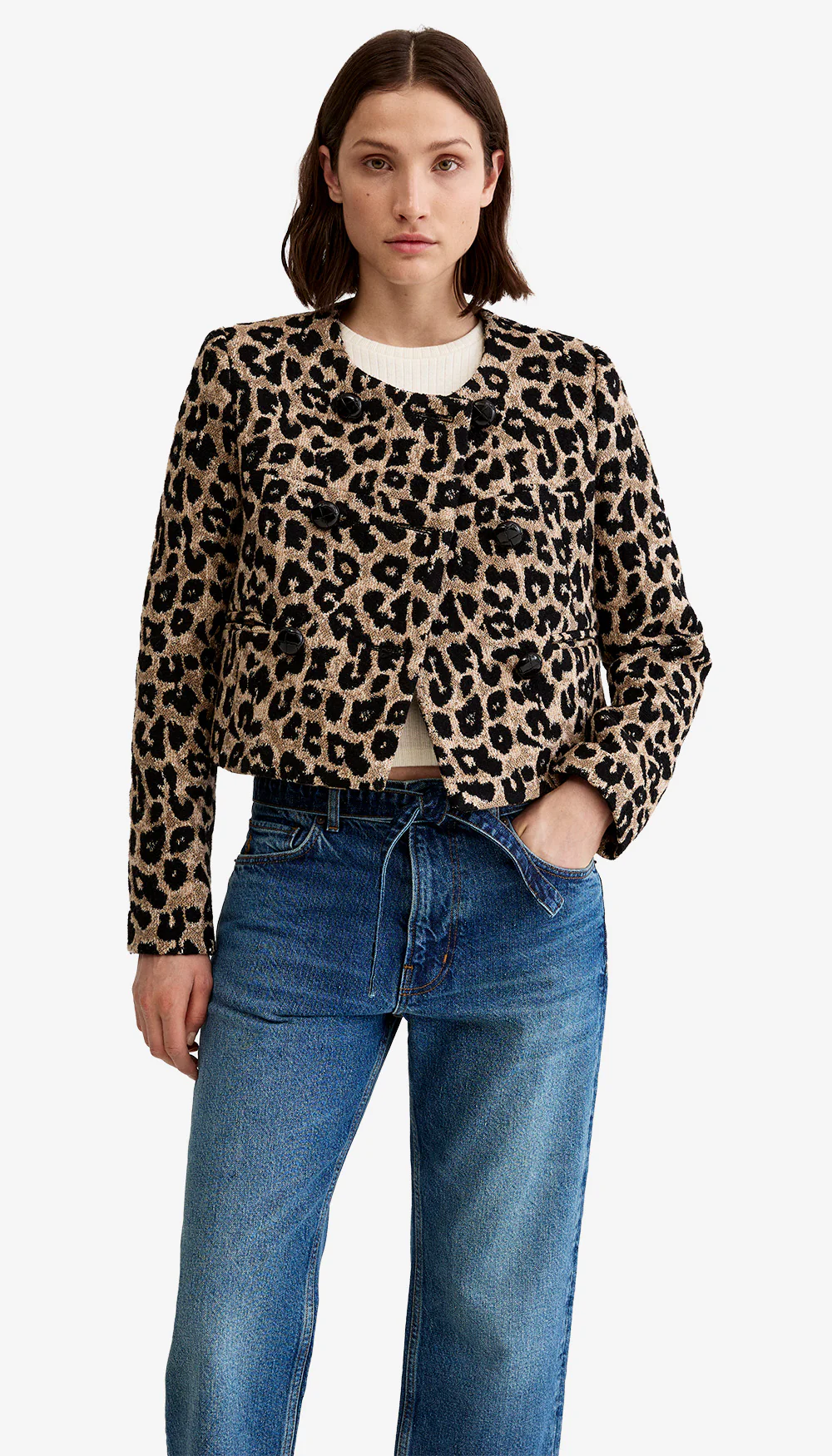 Collarless DB Mini Jacket - Image 2