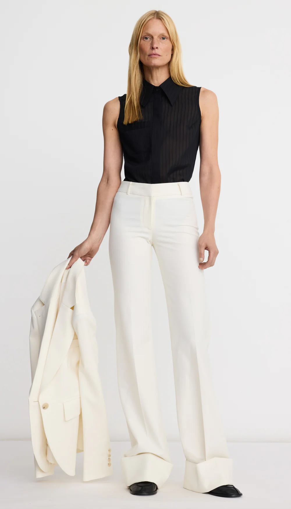 Sleeveless Point Collar Shirt - Image 2